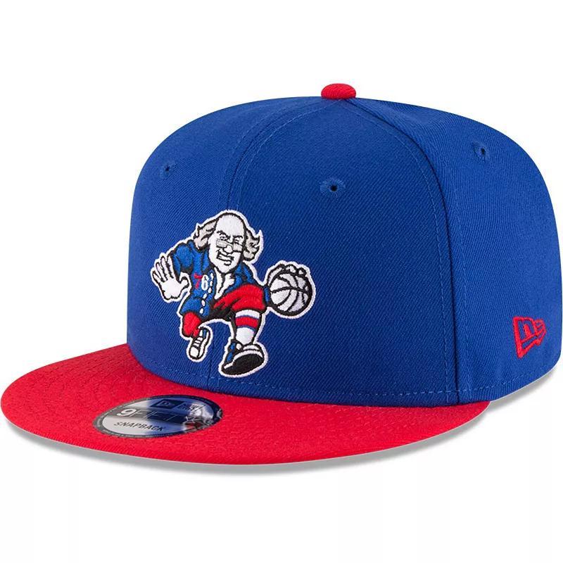 Mens New Era Royal/Red Philadelphia 76ers 2-Tone 9FIFTY Adjustable Snapback Hat Product Image