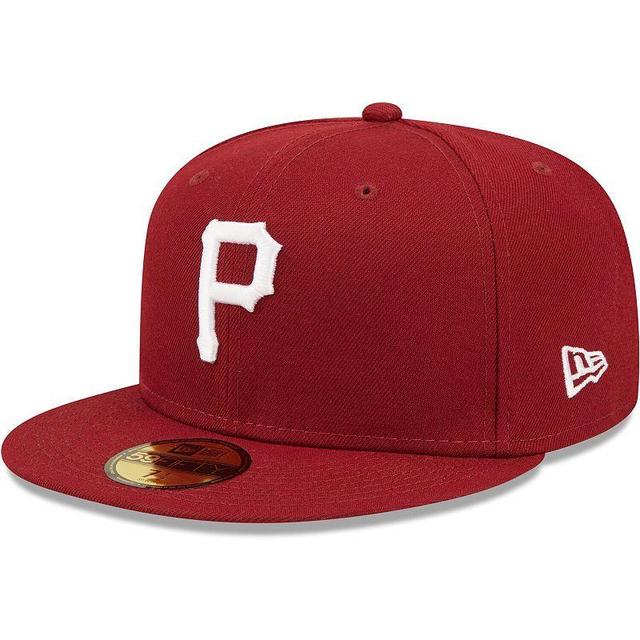 Mens New Era Cardinal Pittsburgh Pirates Logo White 59FIFTY Fitted Hat Product Image