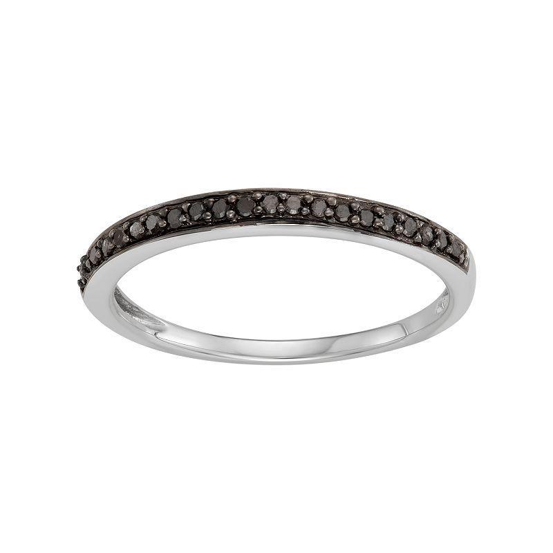 14k White Gold 1/10 Carat T.W. Black Diamond Stack Ring, Womens 14k Whgold Product Image