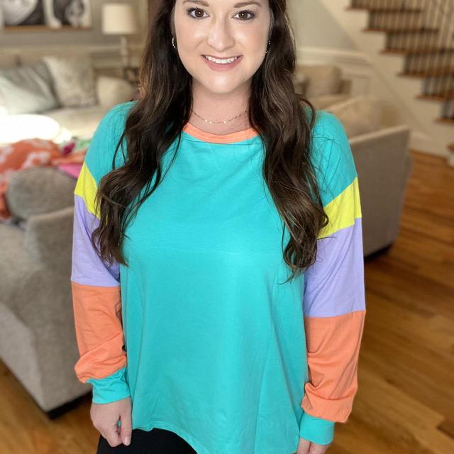 Oversized Colorblock Top- Blue Product Image