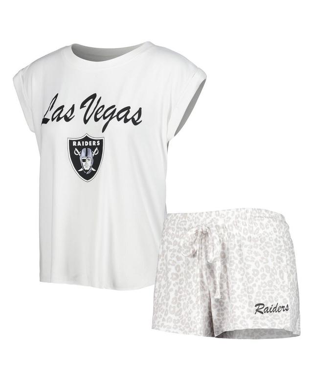 Womens Concepts Sport White Las Vegas Raiders Montana Knit T-shirt and Shorts Sleep Set - White Product Image