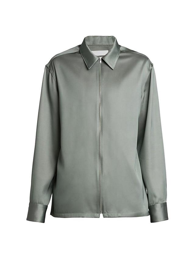 Mens Satin Zip-Front Shirt Product Image