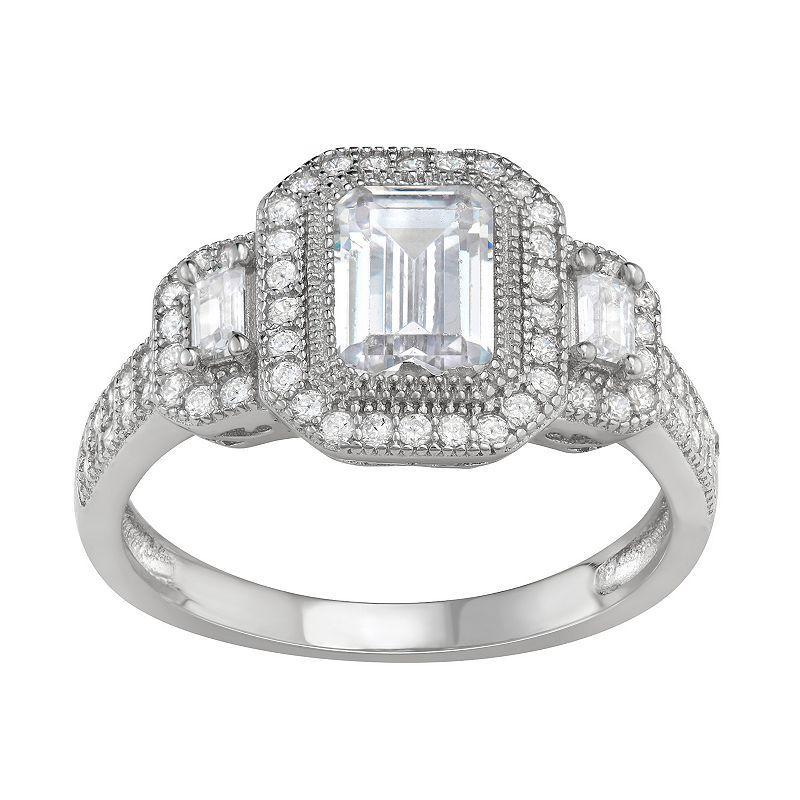 Contessa Di Capri Cubic Zirconia Emerald Cut Ring, Womens White Product Image