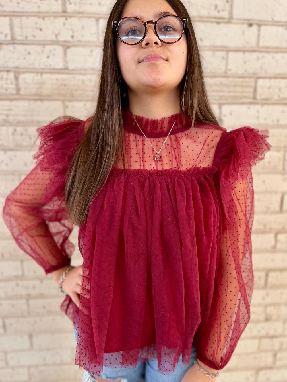 Cranberry Flare Blouse Product Image