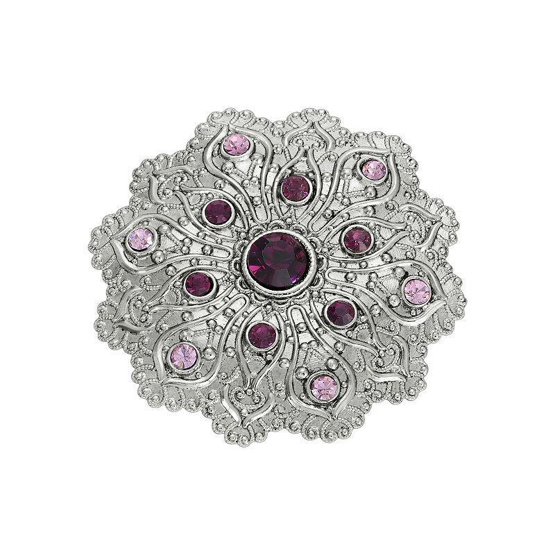 2028 Crystal Silver-Tone Flower Brooch Product Image