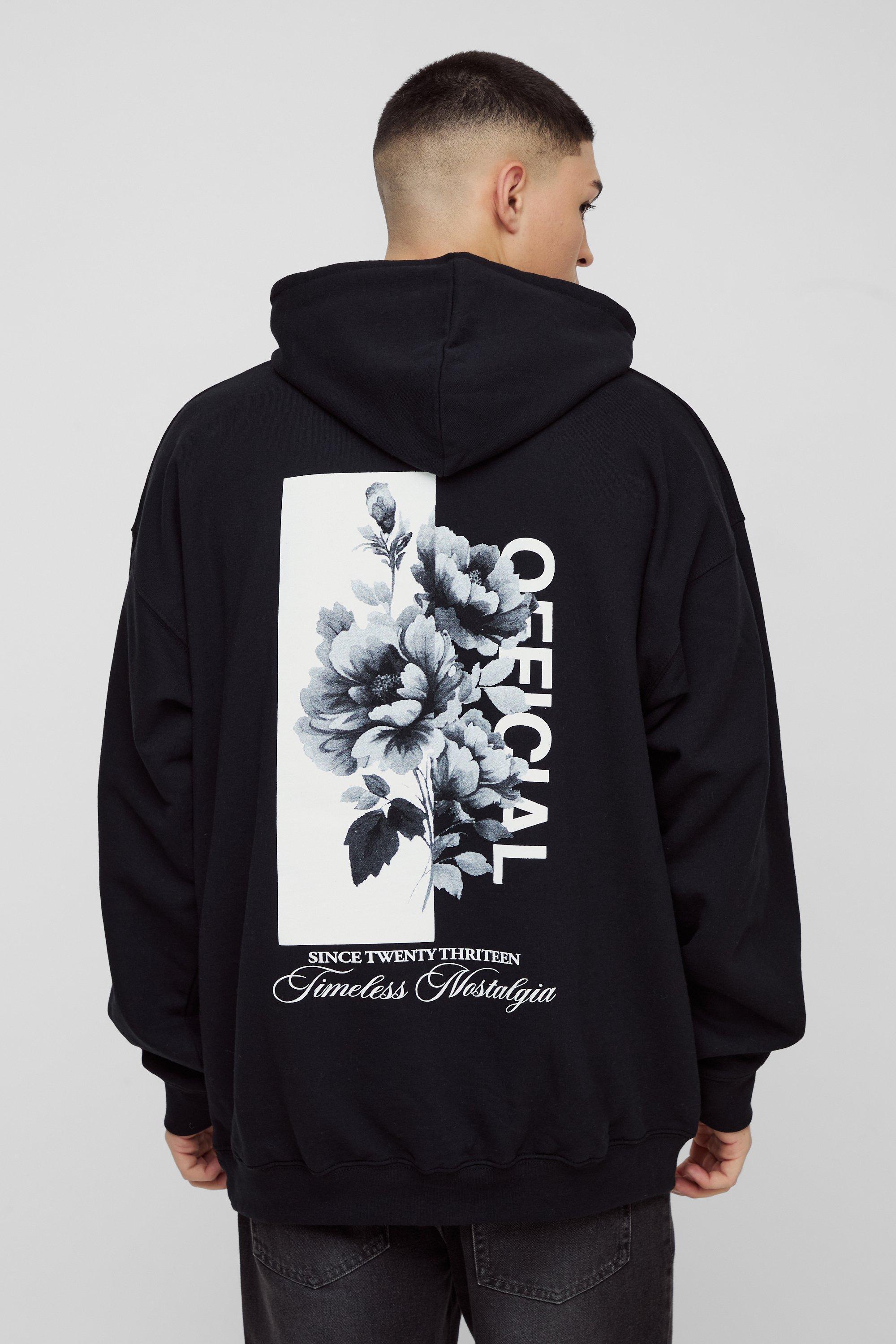 Oversized Floral Gaphic Hoodie | boohooMAN USA Product Image