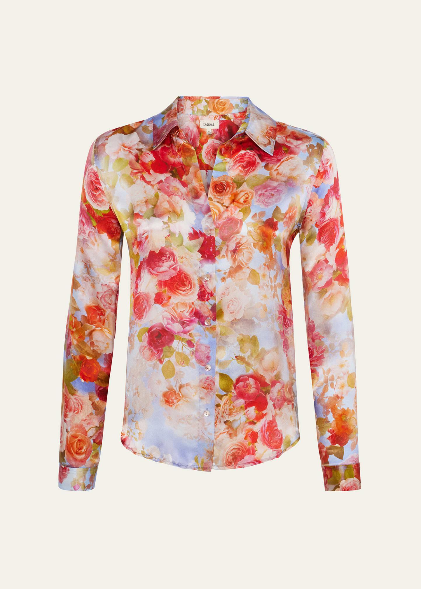 LAGENCE Tyler Floral Print Silk Shirt Product Image