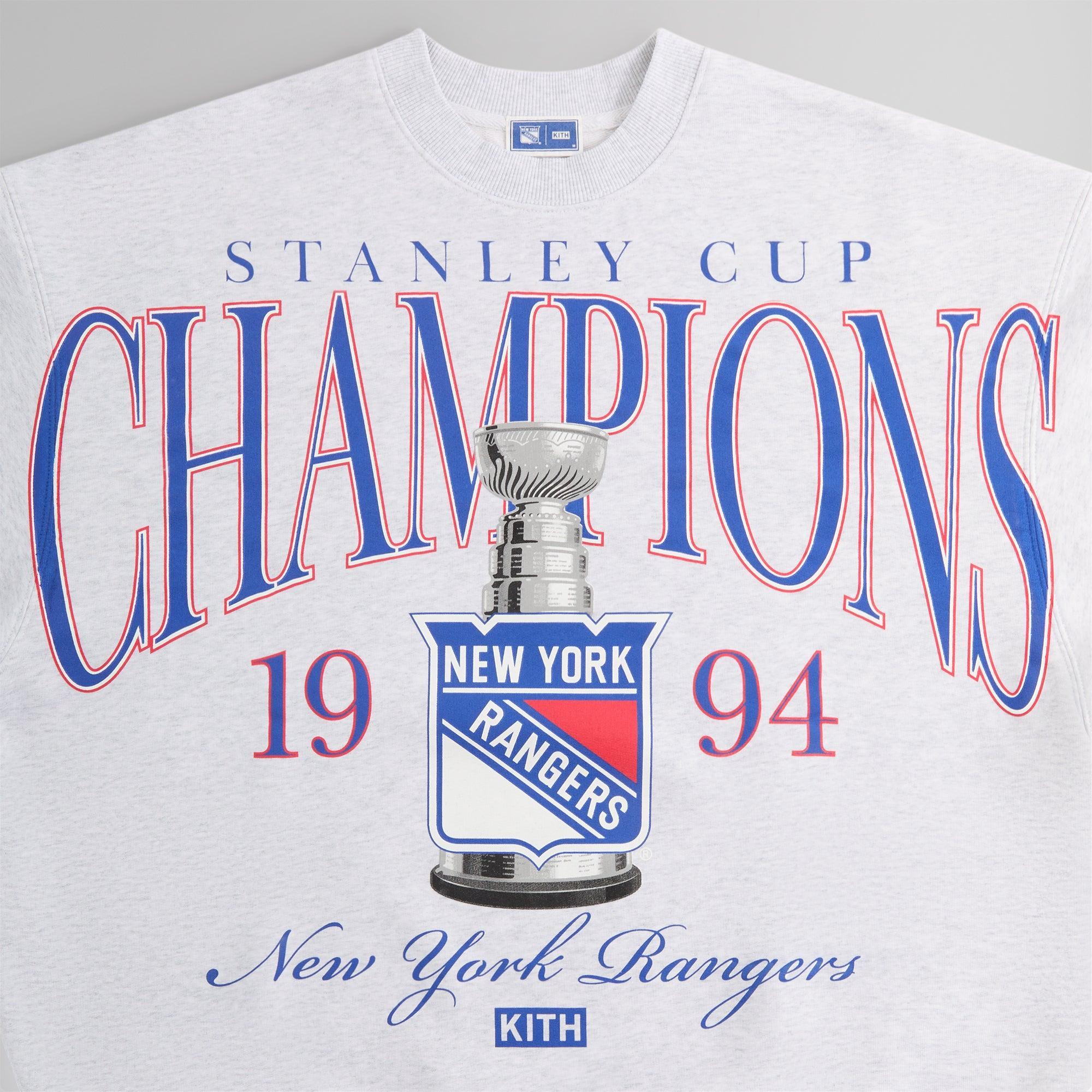 Kith for the New York Rangers Champions Nelson Crewneck - Light Heather Grey Male Product Image