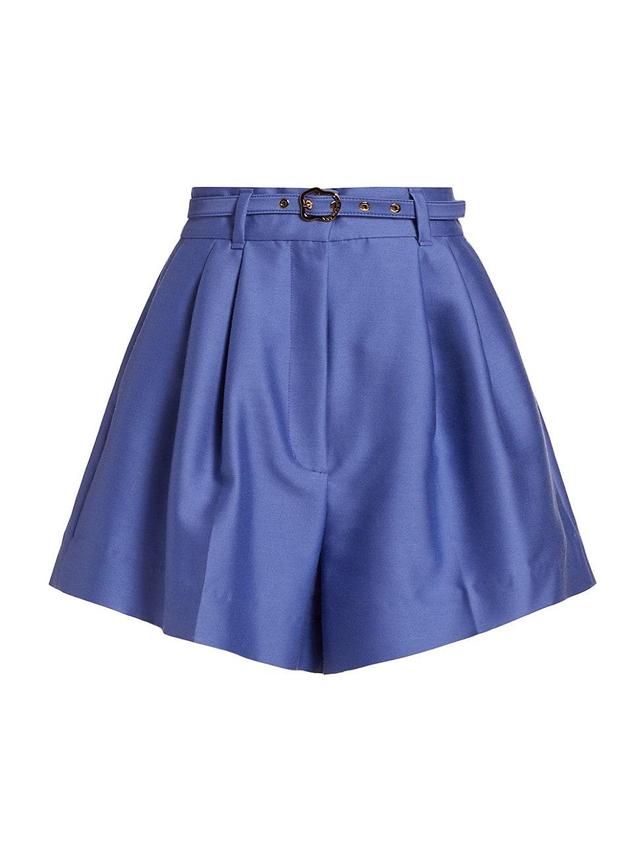 Zimmermann Natura Belted Wool & Silk Shorts Product Image