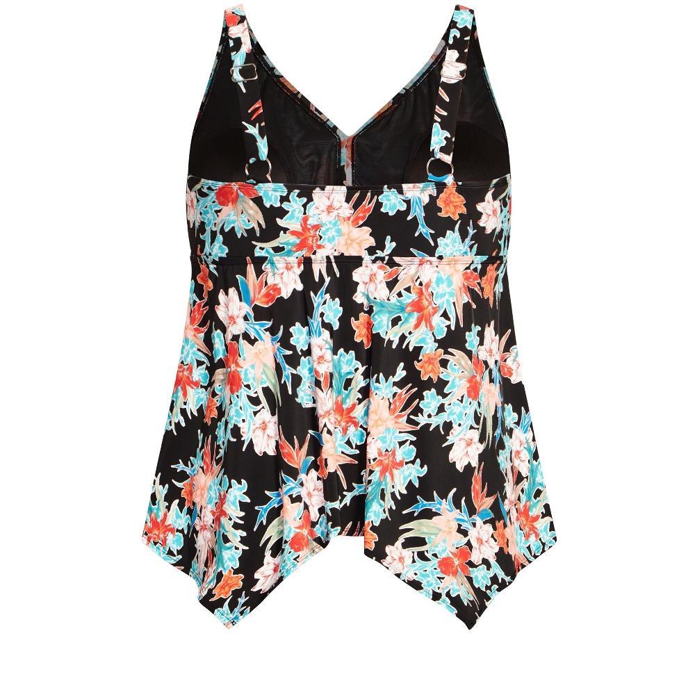 AVENUE | Women's Plus Size  Sharkbite Print Tankini Top - blue - 18W Product Image