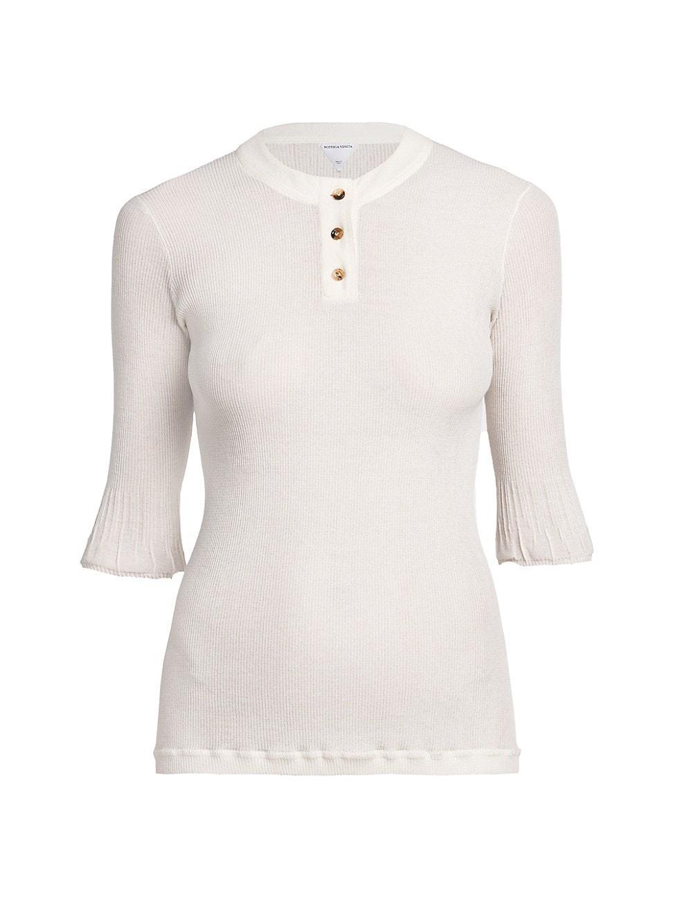 Womens Ribbed Henley Top Product Image