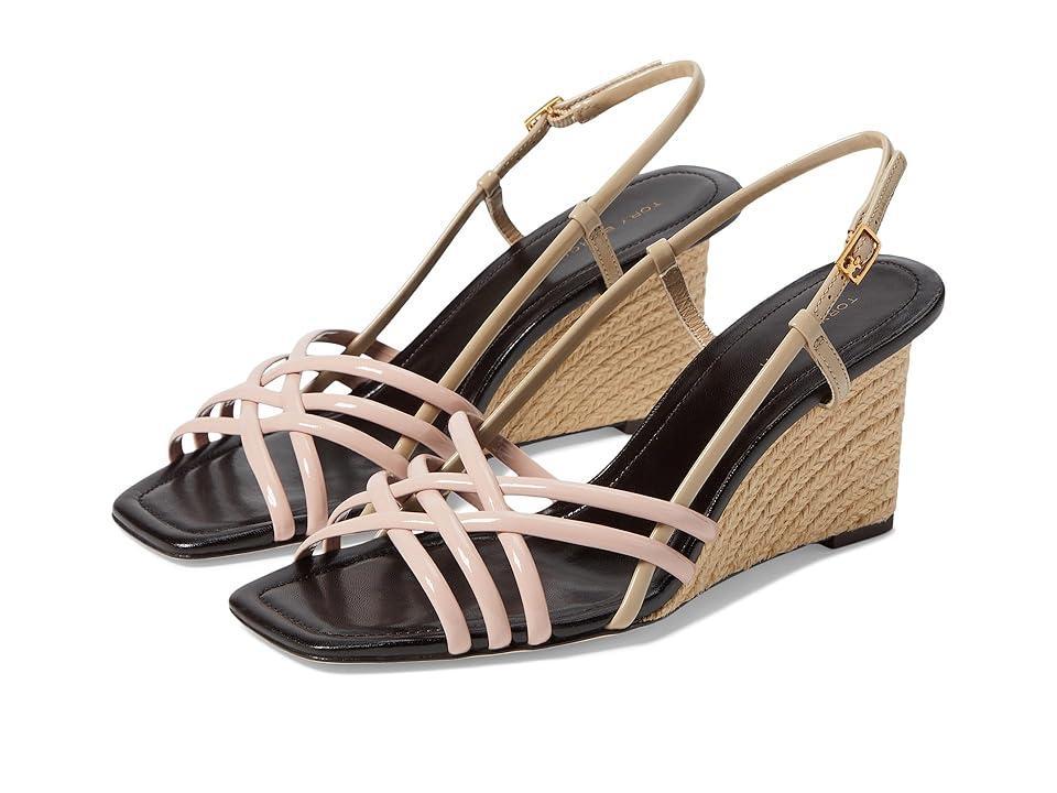 Tory Burch 75 mm Multi Strap Wedge Sandals (Pink Brick/Taupe Storm/Coco) Women's Sandals Product Image