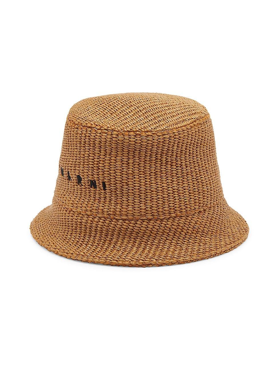 Mens Logo-Embroidered Raffia Bucket Hat Product Image