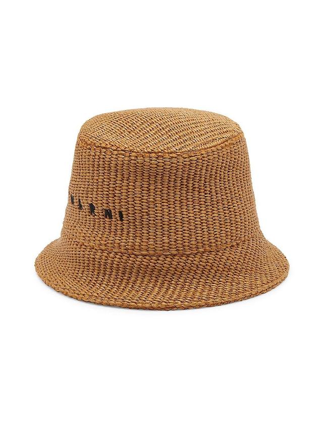 Mens Logo-Embroidered Raffia Bucket Hat Product Image