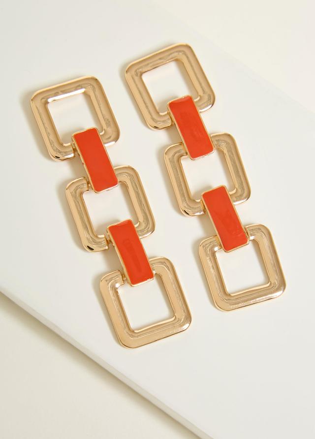 Chain Link And Enamel Earrings Product Image