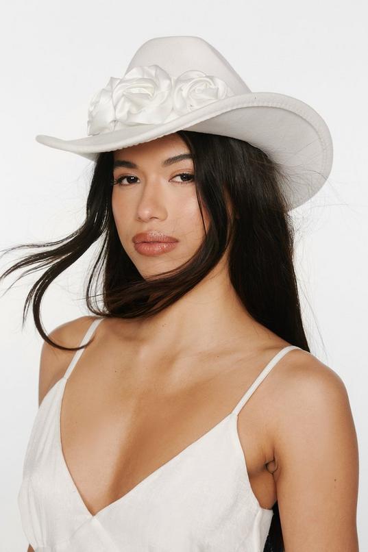 Satin Flower Trim Cowboy Hat product image