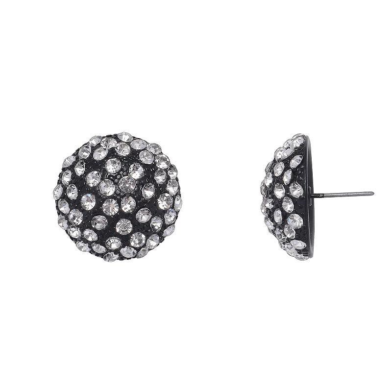 Emberly Hematite & Pave Simulated Stone Dome Post Earrings, Womens, Black Product Image