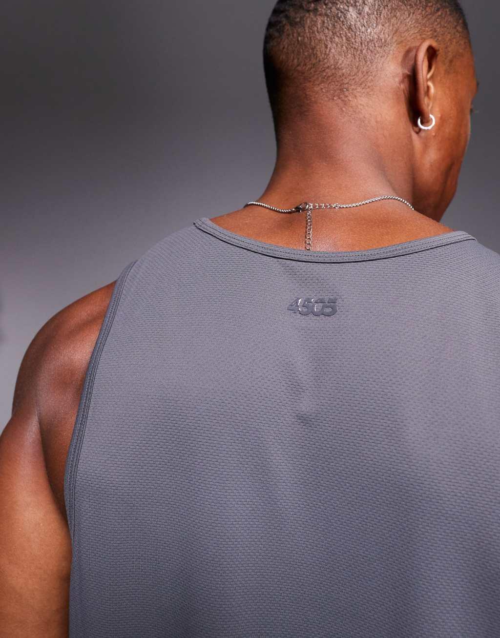 ASOS 4505 Icon quick dry training tank top with racer back in charcoal Product Image