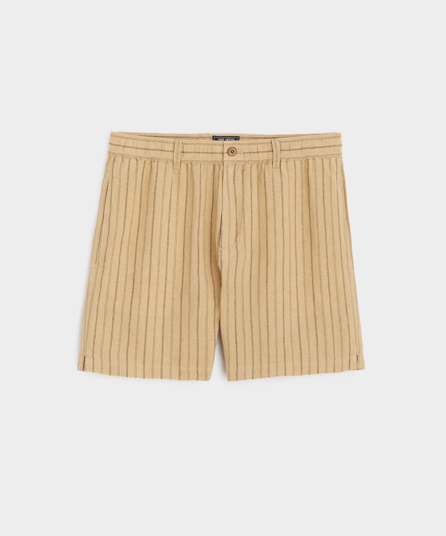 5" Linen Beachcomber Short in Khaki Stripe Product Image