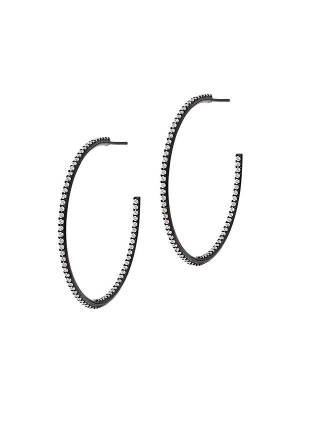 Womens Black-Rhodium-Plated & 1.41 TCW Diamond Inside-Out Hoop Earrings Product Image