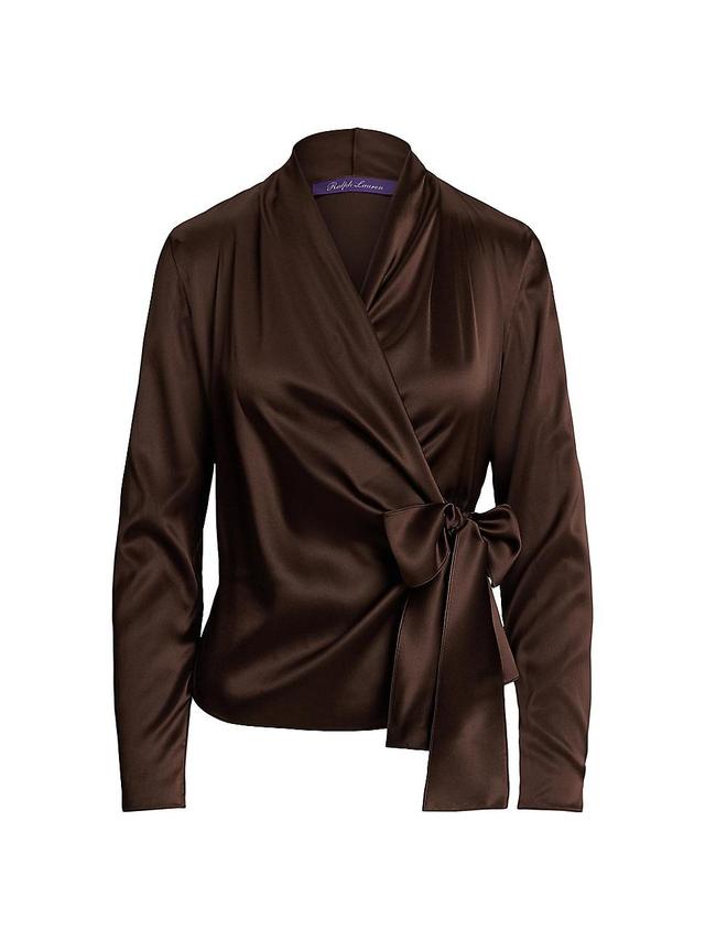 Womens Shea Silk-Blend Wrap Blouse Product Image