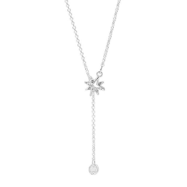 Emberly Silver Tone Burst Delicate Y Necklace, Womens, Clear Product Image