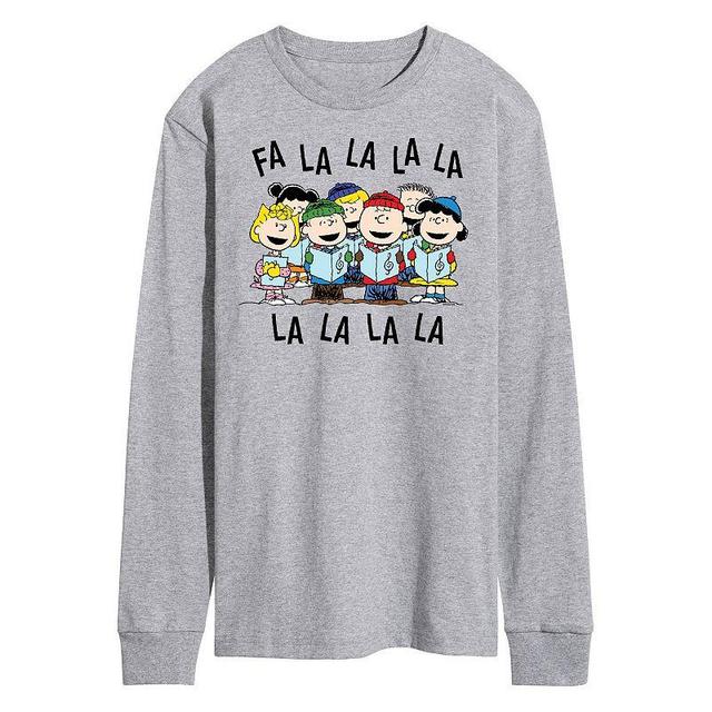 Mens Peanuts Fa La La Carol Long Sleeve Tee Med Grey Product Image