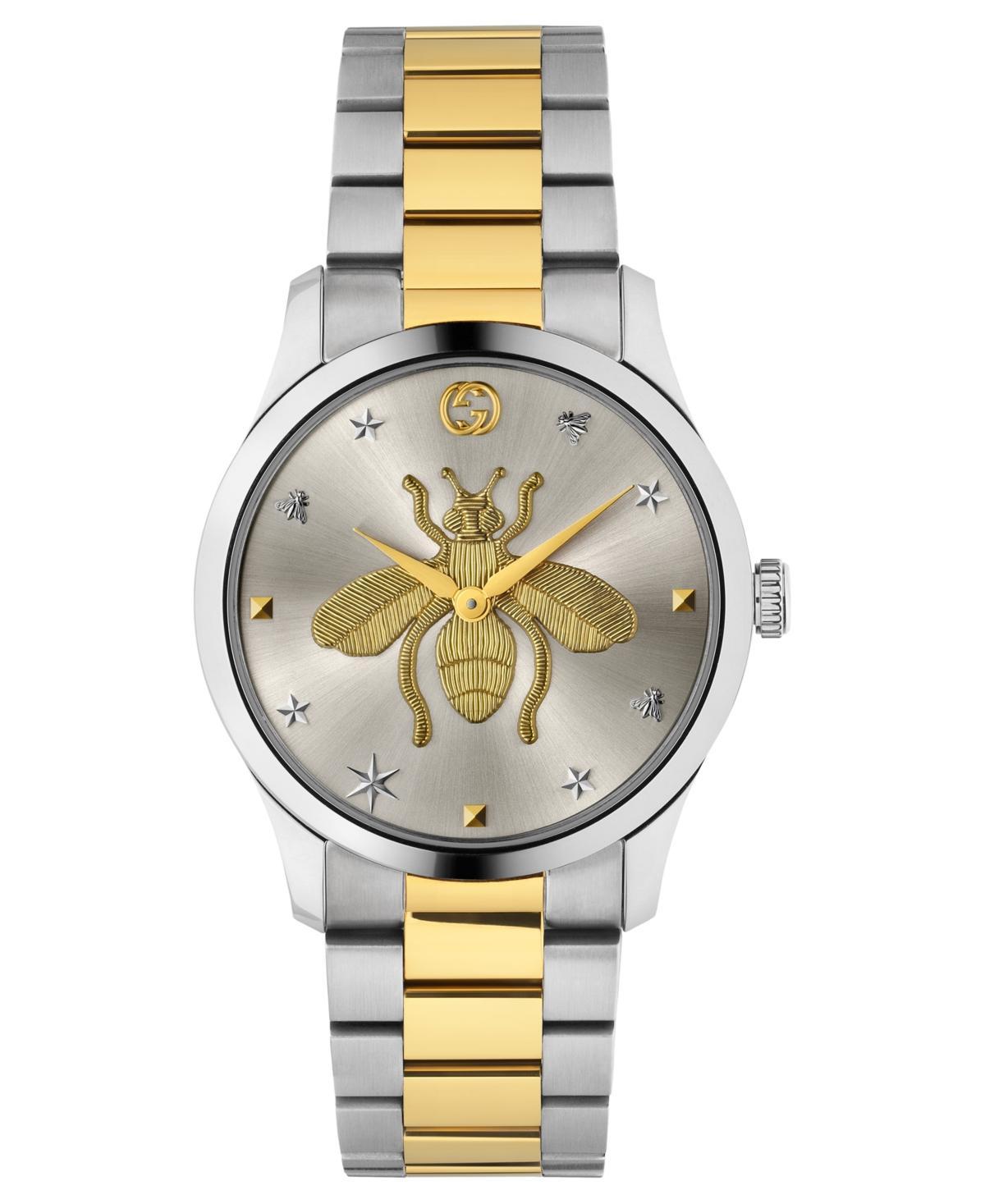 Mens G-Timeless Stainless Steel & Yellow Gold PVD Bee Motif Watch Product Image