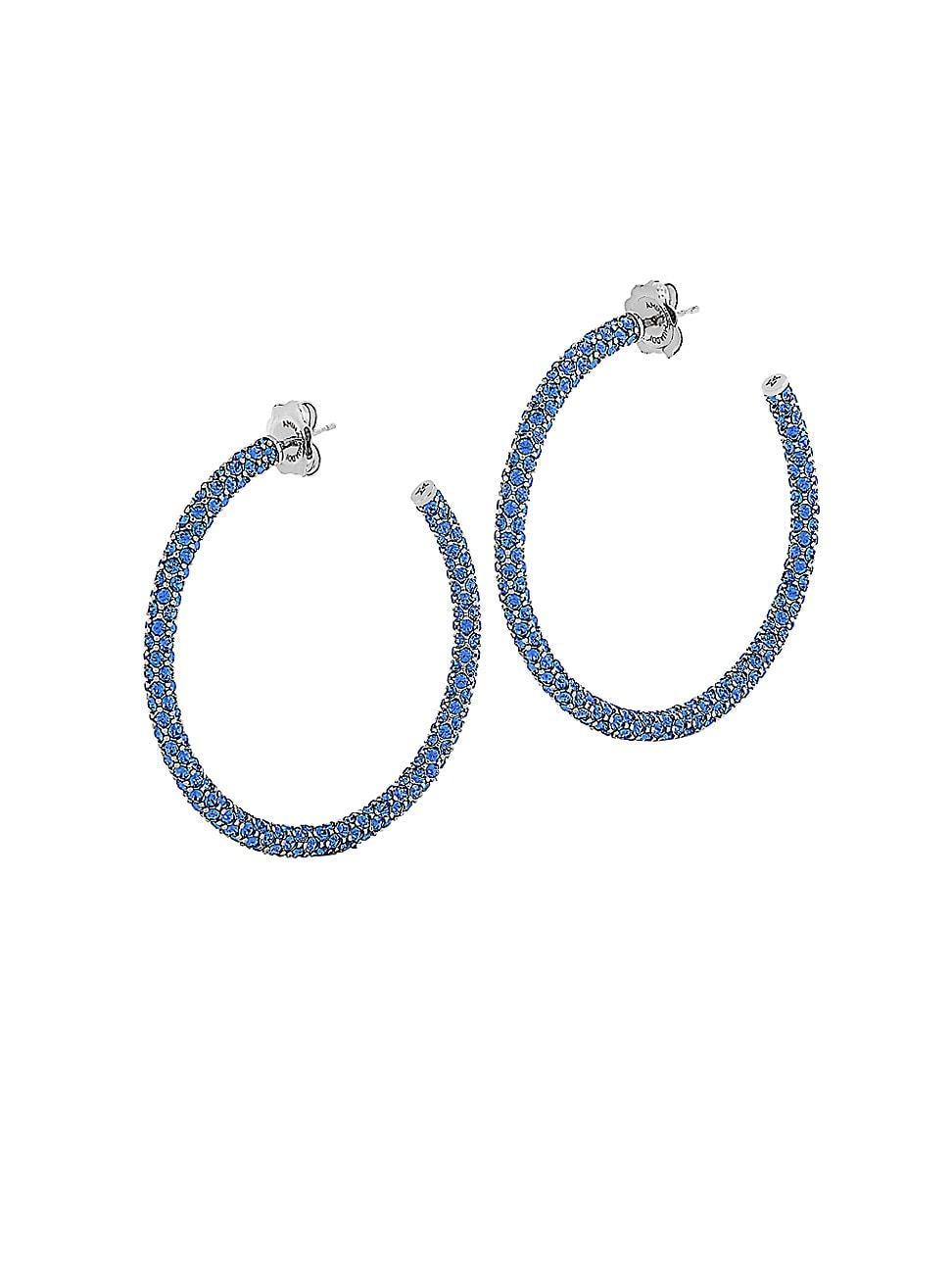 Womens Cameron Silvertone & Glass Crystal Large Hoop Earrings Product Image