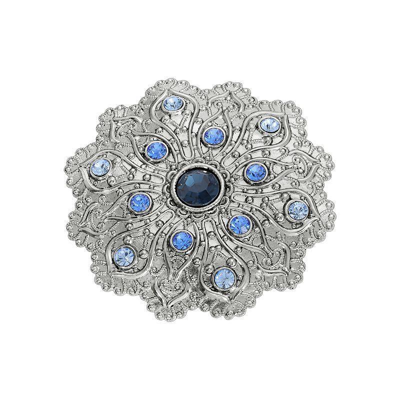 2028 Crystal Silver-Tone Flower Brooch Product Image