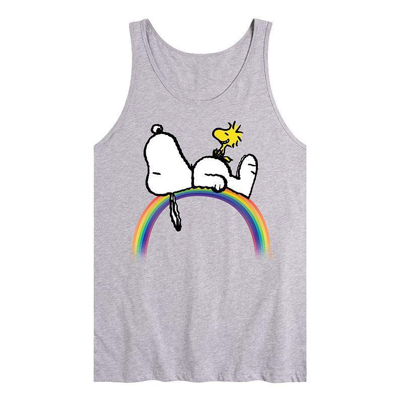 Mens Peanuts Snoopy Woodstock Rainbow Graphic Tank Top Product Image