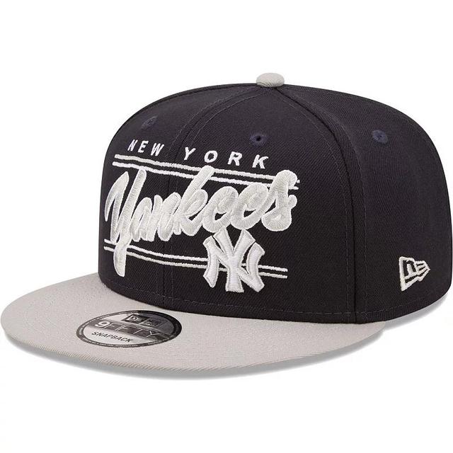 Mens New Era /Gray New York Yankees Team Script 9FIFTY Adjustable Snapback Hat, Blue Product Image