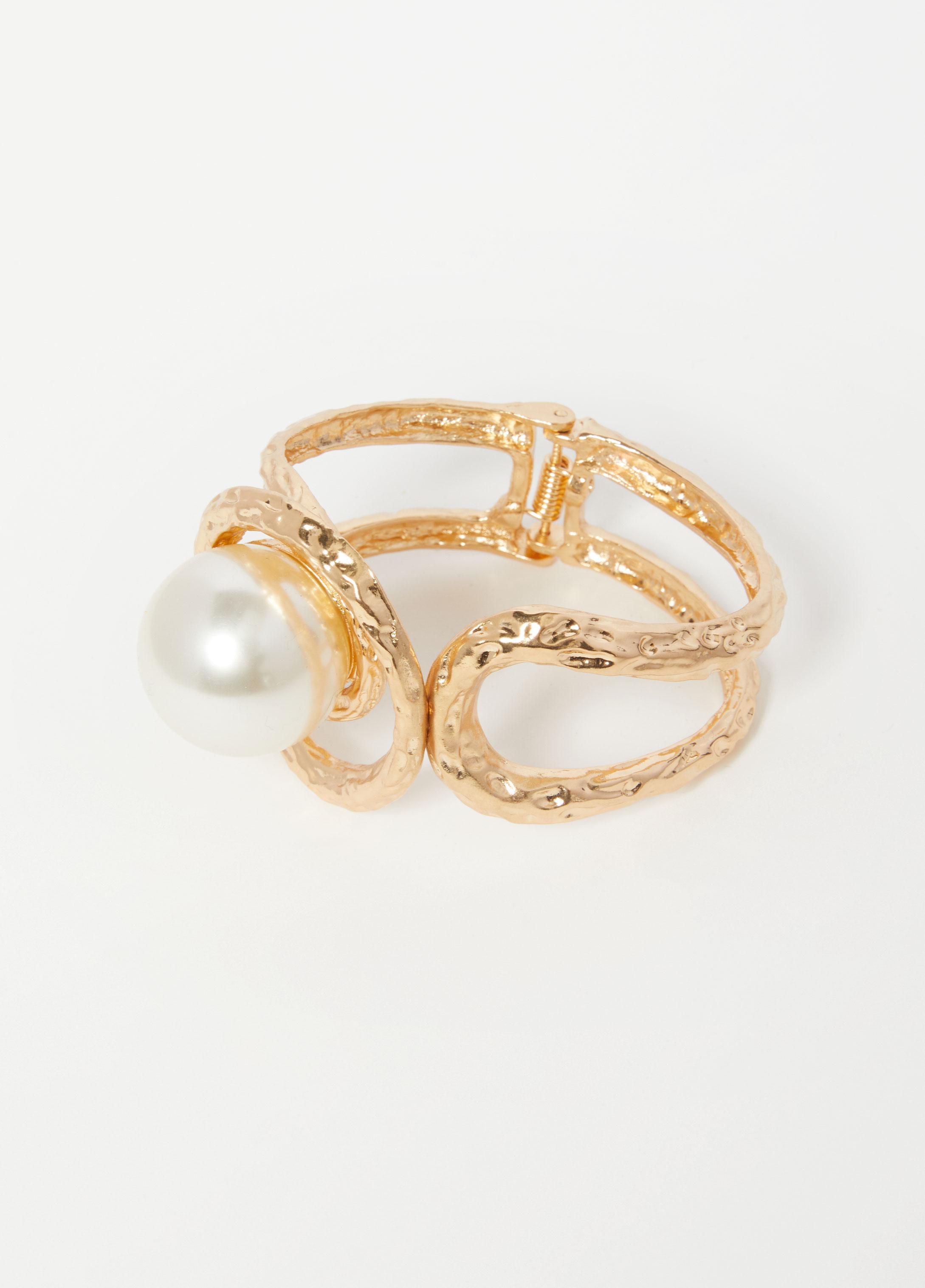 Faux Pearl Hammered Cuff Product Image