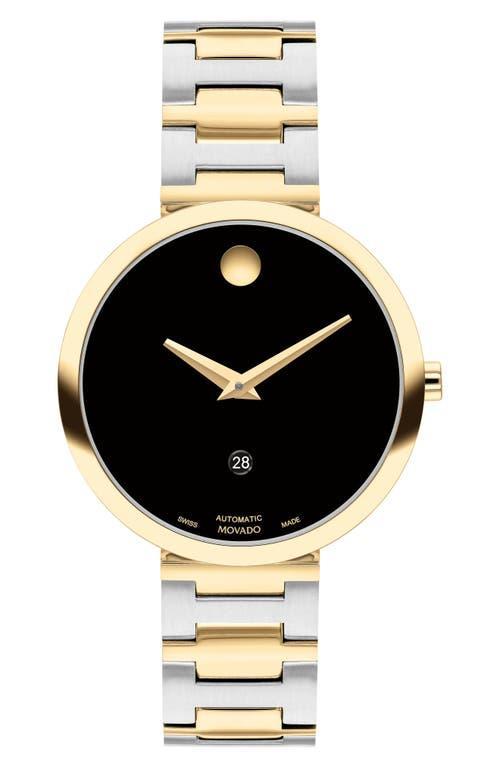 Movado Womens Museum Classic Swiss Automatic Silver-Tone Stainless Steel Yellow Pvd Bracelet Watch 32mm Product Image