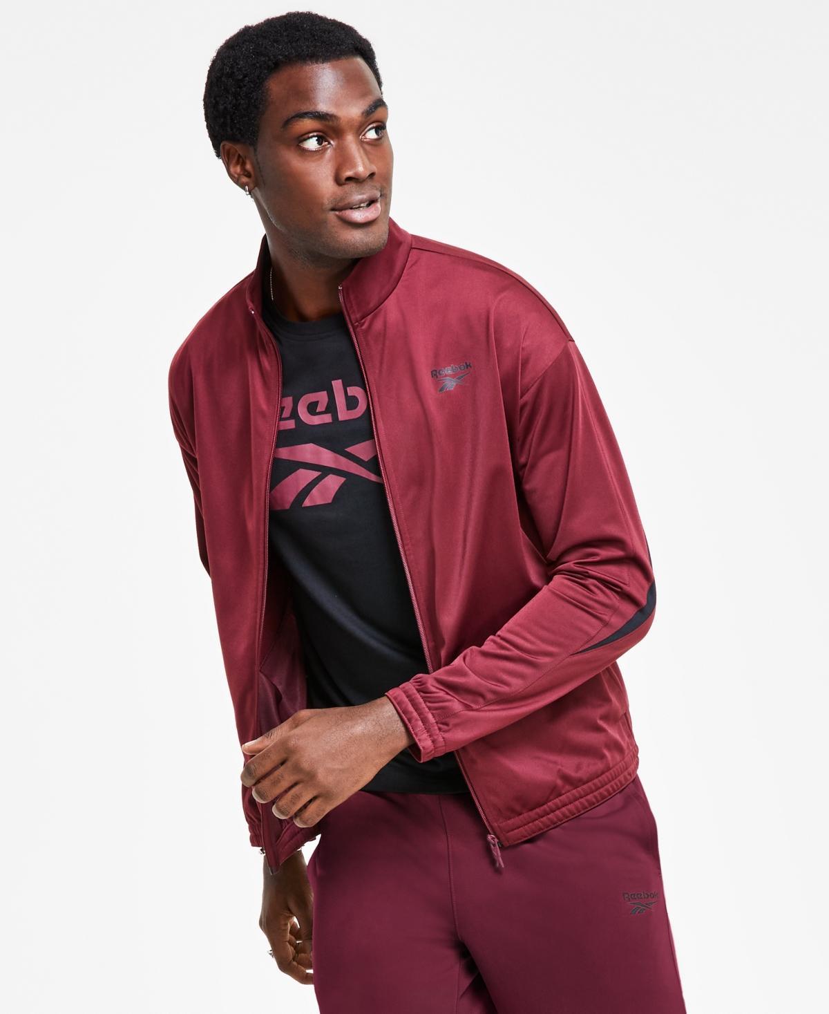 Reebok Mens Identity Vector Zip-Front Track Jacket - Navy/ Red Product Image