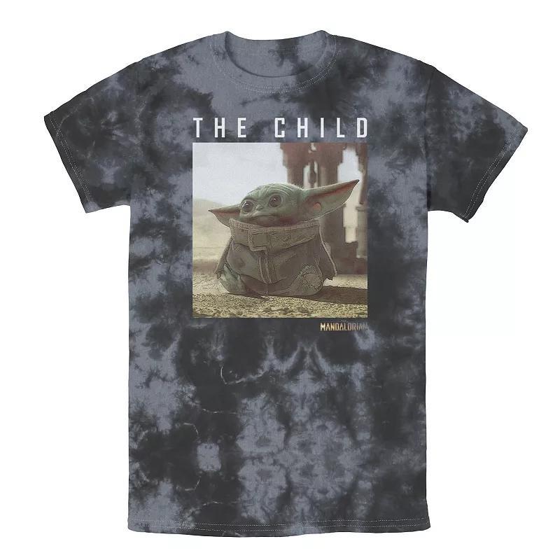 Mens Star Wars The Mandalorian The Child Long Ears Photo Tee, Boys Black Grey Product Image