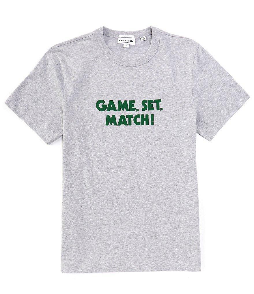 Lacoste Game Set Match Word Print Short Sleeve T-Shirt Product Image