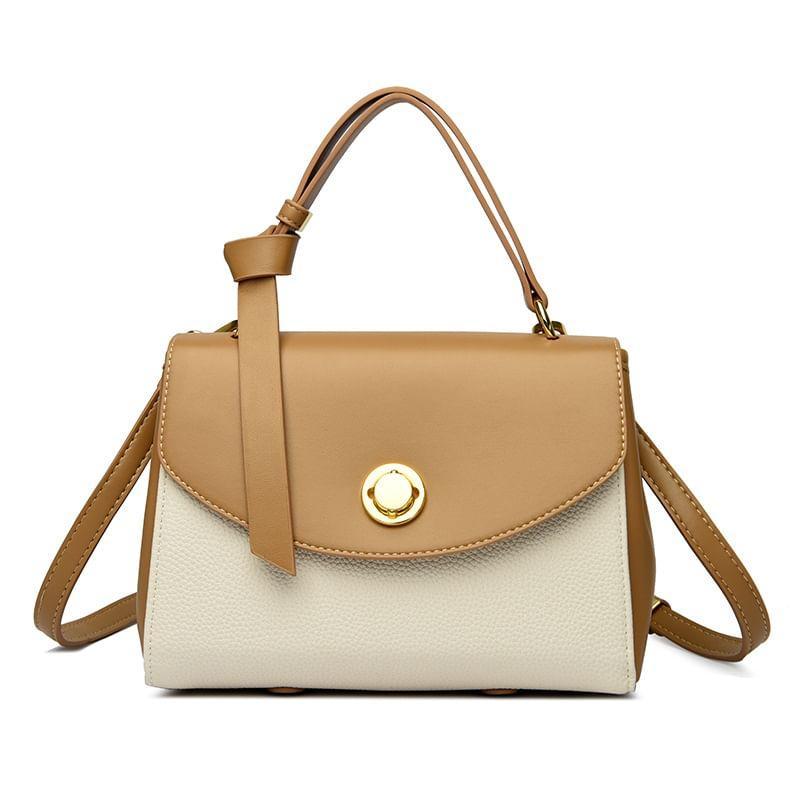 Top Handle Faux Leather Flap Crossbody Bag Product Image