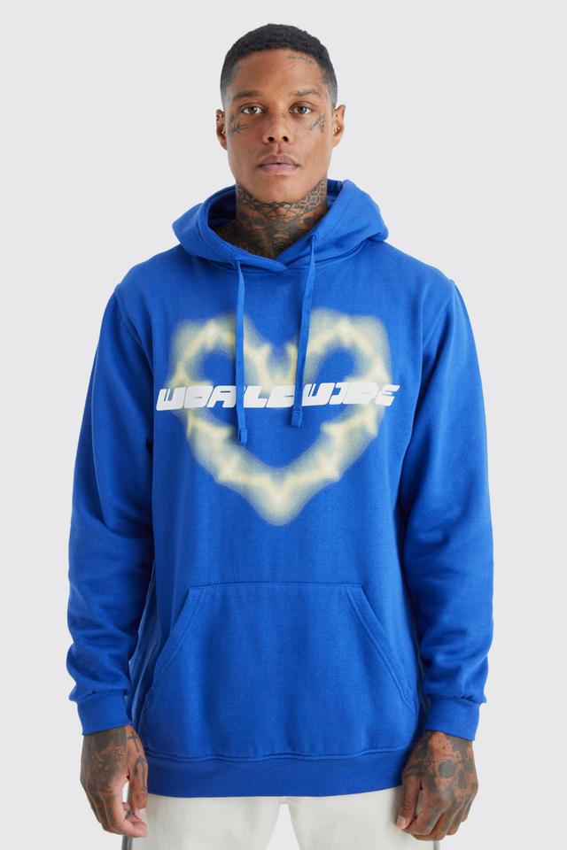 Oversized Worldwide Heart Hoodie | boohooMAN USA Product Image