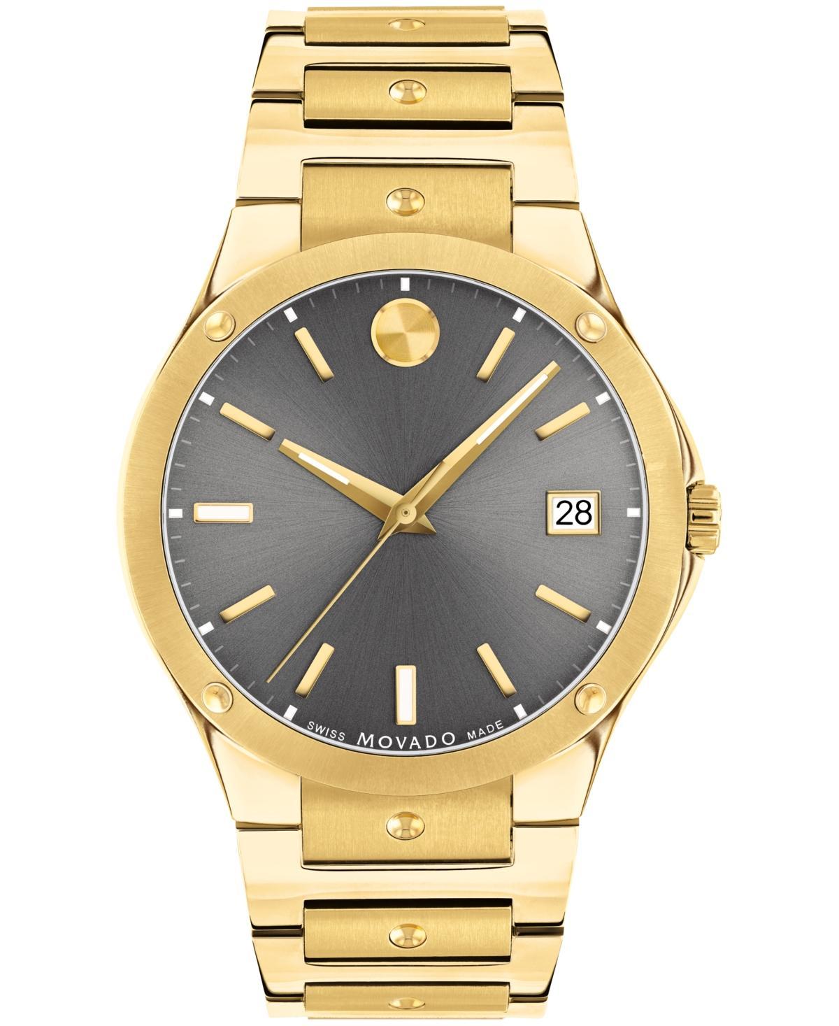 Men's Movado SE Gold-Tone PVD Watch with Grey Dial (Model: 0607707) Product Image