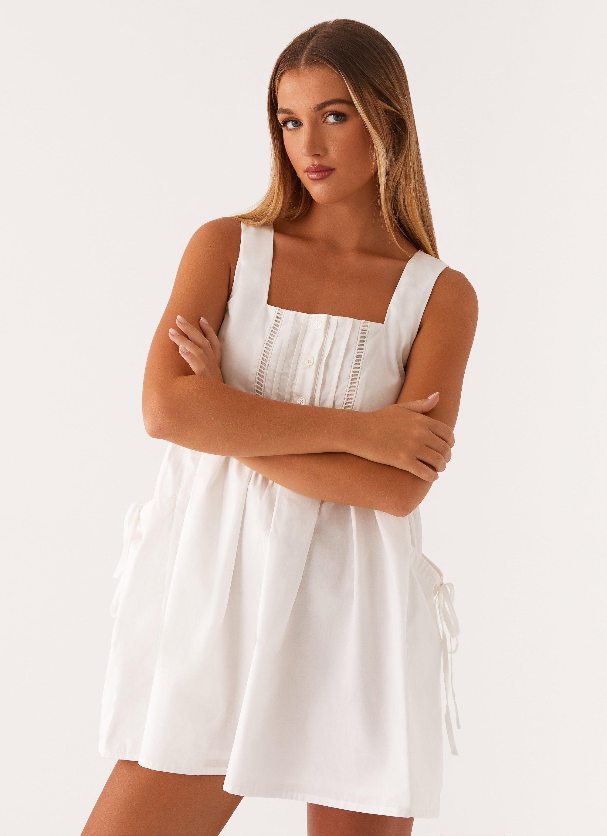 Ottoline Babydoll Mini Dress - White Product Image