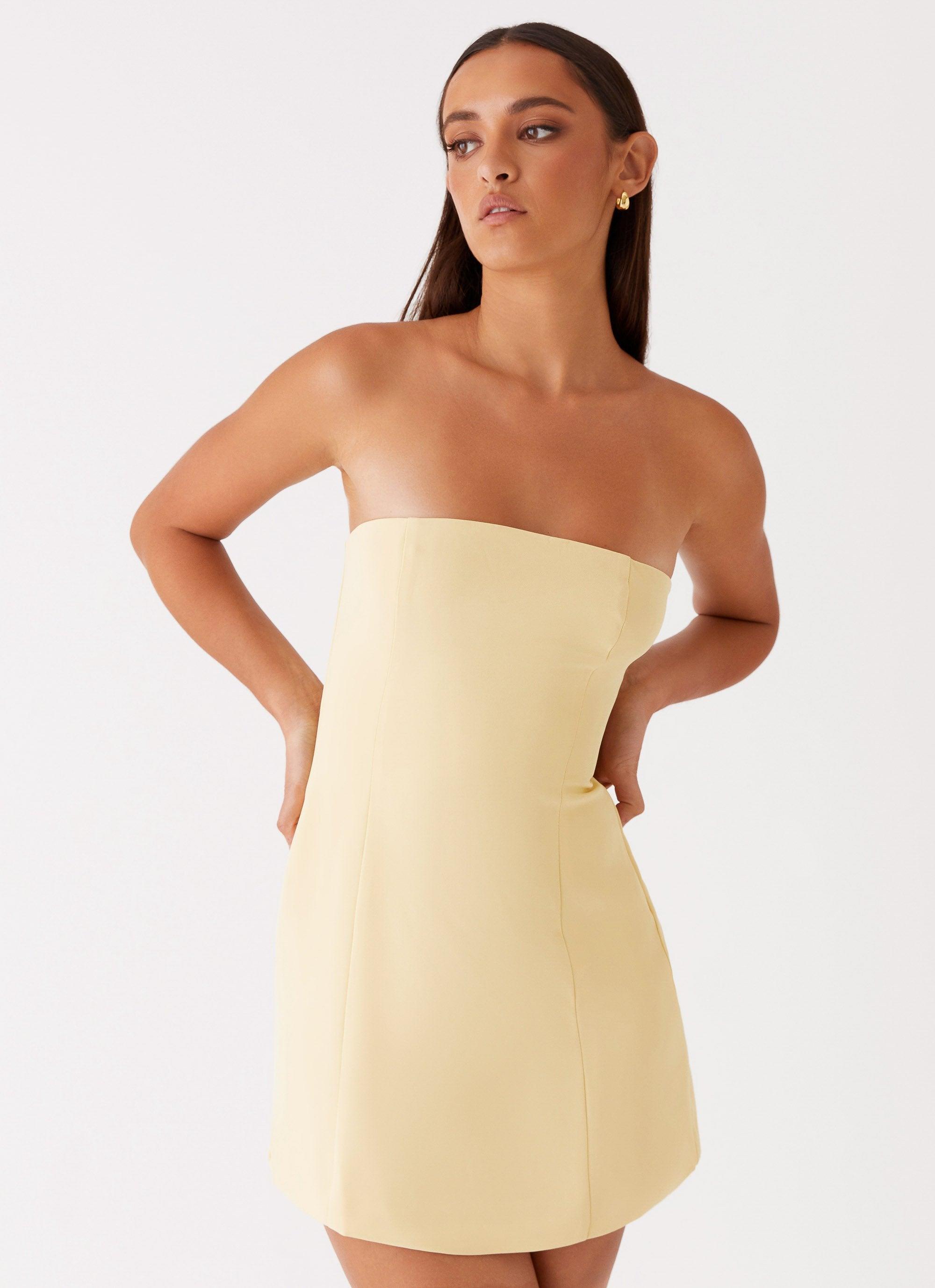 Ayanna Strapless Mini Dress - Yellow Product Image