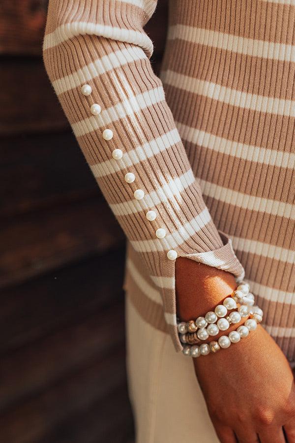 Effortless Elegance Embellished Top In Iced Latte Product Image