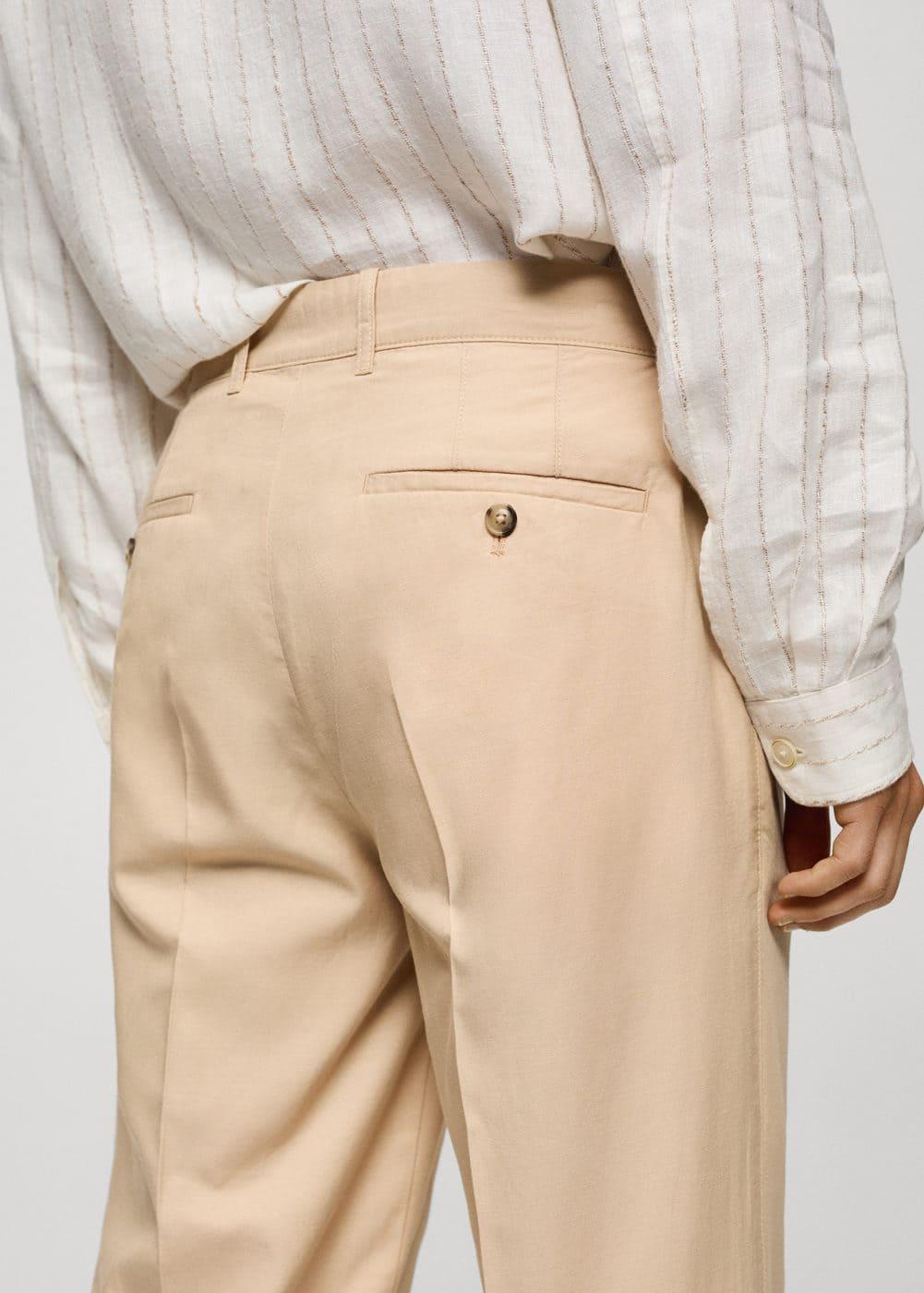 MANGO MAN - Cotton lyocell pleated pants vanillaMen Product Image