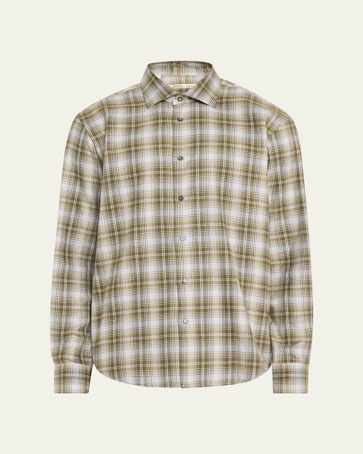 Mens Plaid Flannel Casual Button-Down Shirt Product Image