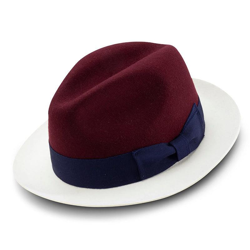 Burgundy Wool Felt Hat 2 ¼" Wide White Brim Product Image