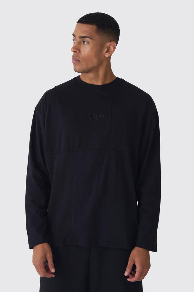 EDITION Heavyweight Ribbed Panelled T-shirt | boohooMAN USA Product Image