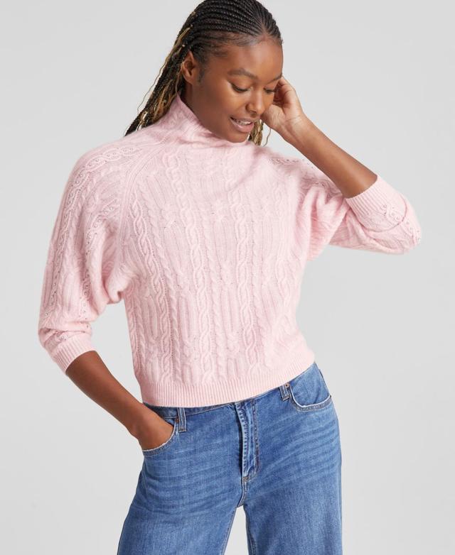 Charter Club Womens Cashmere Embellished Dolman-Sleeve Cable-Knit Sweater, Created for Macys Product Image