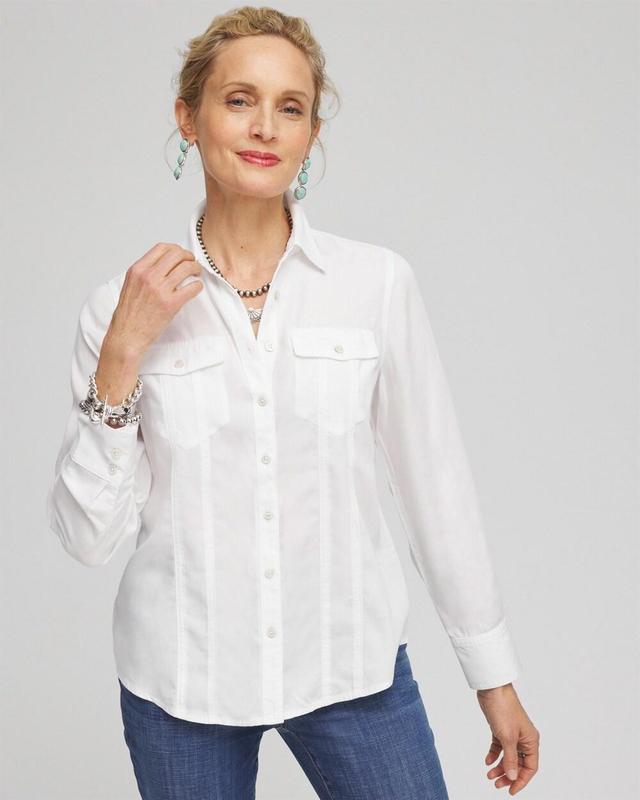 Women's Split Cuff Denim Pocket Shirt Product Image