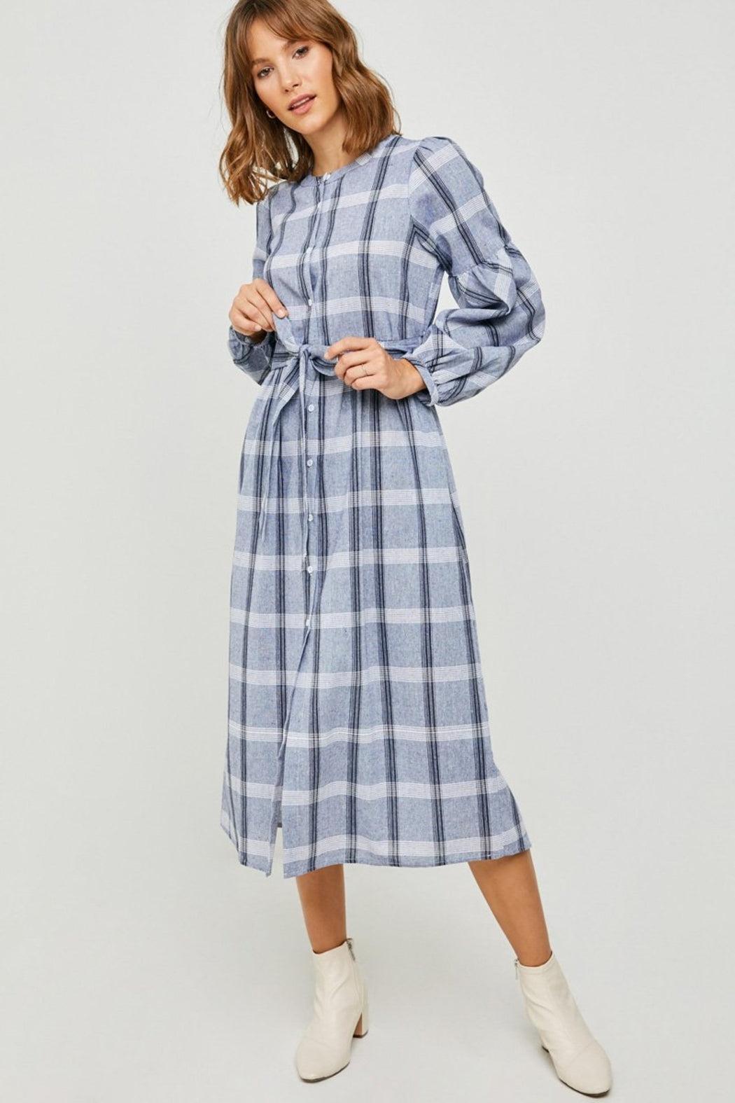 Women's Plaid Button-Down Midi Dress Product Image